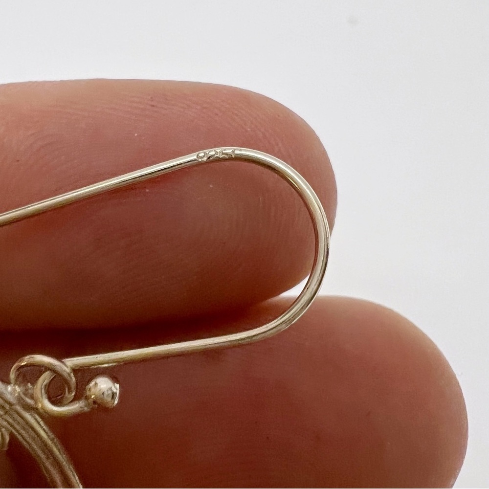 Vintage Sterling Silver 925 Orb Circle Drop Dangle Earrings - Picture 5 of 5